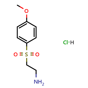 Chemical structure of {2-[(4-methoxyphenyl)sulfonyl]ethyl}amine hydrochloride , CAS 1093405-08-3, AChemBlock AD250652