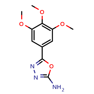 Chemical structure of 5-(3,4,5-trimethoxyphenyl)-1,3,4-oxadiazol-2-amine , CAS 1673-43-4, AChemBlock AD250662