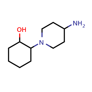 Chemical structure of 2-(4-aminopiperidin-1-yl)cyclohexan-1-ol , CAS 1184360-40-4, AChemBlock AD250666