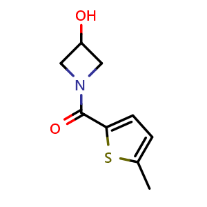 Chemical structure of 1-(5-methylthiophene-2-carbonyl)azetidin-3-ol , CAS 1342733-48-5, AChemBlock AD250675