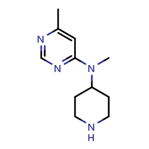 Chemical structure of N,6-dimethyl-N-(piperidin-4-yl)pyrimidin-4-amine , CAS 1553946-59-0, AChemBlock AD250677