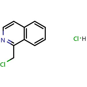 Chemical structure of 1-(chloromethyl)isoquinoline hydrochloride , CAS 1263378-97-7, AChemBlock AD250680