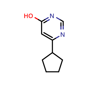 Chemical structure of 6-cyclopentylpyrimidin-4-ol , CAS 1159818-25-3, AChemBlock AD250682