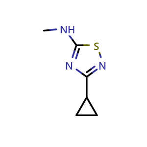 Chemical structure of 3-cyclopropyl-N-methyl-1,2,4-thiadiazol-5-amine , CAS 1490563-74-0, AChemBlock AD250692