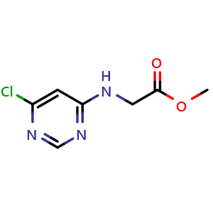 Chemical structure of methyl (6-chloropyrimidin-4-yl)glycinate , CAS 1086386-57-3, AChemBlock AD250697