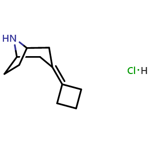 Chemical structure of 3-cyclobutylidene-8-azabicyclo[3.2.1]octane hydrochloride , CAS 2098090-78-7, AChemBlock AD250705
