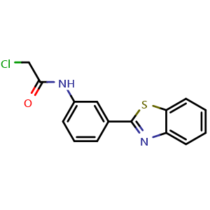 Chemical structure of N-(3-(benzo[d]thiazol-2-yl)phenyl)-2-chloroacetamide , CAS 885268-48-4, AChemBlock AD250710