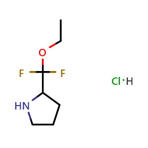 Chemical structure of 2-(ethoxydifluoromethyl)pyrrolidine hydrochloride , CAS 2097894-03-4, AChemBlock AD250715