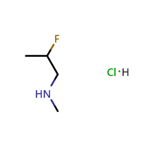 Chemical structure of (2-fluoropropyl)(methyl)amine hydrochloride , CAS 2098116-17-5, AChemBlock AD250727