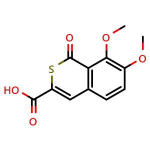 Chemical structure of 7,8-Dimethoxy-1-oxo-1H-isothiochromene-3-carboxylic acid , CAS 412336-00-6, AChemBlock AD250740