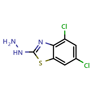 Chemical structure of 4,6-Dichloro-2-hydrazino-1,3-benzothiazole , CAS 80945-78-4, AChemBlock AD250743
