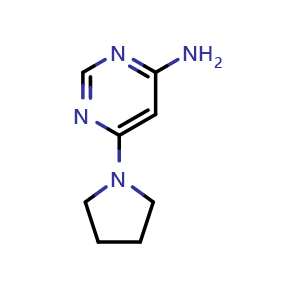 Chemical structure of 6-(pyrrolidin-1-yl)pyrimidin-4-amine , CAS 76620-99-0, AChemBlock AD250759