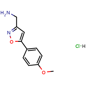 Chemical structure of {[5-(4-Methoxyphenyl)isoxazol-3-yl]methyl}amine hydrochloride , CAS 1327506-57-9, AChemBlock AD250774