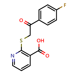 Chemical structure of 2-{[2-(4-Fluorophenyl)-2-oxoethyl]thio}nicotinic acid , CAS 610281-79-3, AChemBlock AD250781