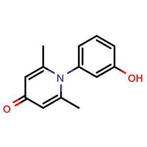 Chemical structure of 1-(3-hydroxyphenyl)-2,6-dimethylpyridin-4(1H)-one , CAS 823176-21-2, AChemBlock AD250782