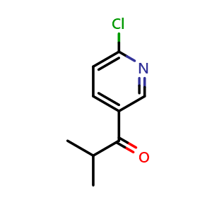 Chemical structure of 1-(6-chloropyridin-3-yl)-2-methylpropan-1-one , CAS 244263-45-4, AChemBlock AD250789