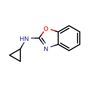 Chemical structure of N-cyclopropyl-1,3-benzoxazol-2-amine , CAS 1125867-14-2, AChemBlock AD250810