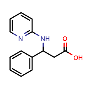 Chemical structure of 3-phenyl-3-(pyridin-2-ylamino)propanoic acid , CAS 1135400-24-6, AChemBlock AD250814