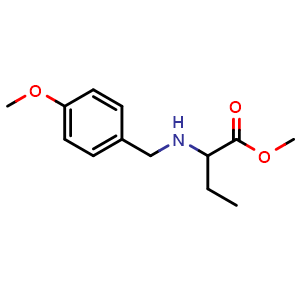 Chemical structure of Methyl 2-[[(4-methoxyphenyl)methyl]amino]butanoate , CAS 1462367-22-1, AChemBlock AD250817