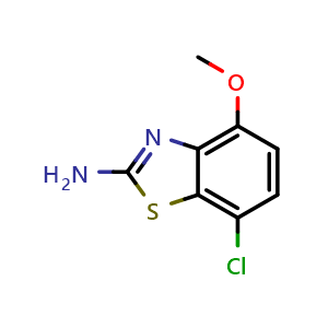 Chemical structure of 7-Chloro-4-methoxy-benzothiazol-2-ylamine , CAS 67618-12-6, AChemBlock AD250833