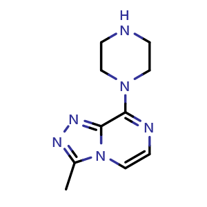 Chemical structure of 3-methyl-8-(piperazin-1-yl)-[1,2,4]triazolo[4,3-a]pyrazine , CAS 305865-38-7, AChemBlock AD250846
