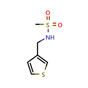 Chemical structure of N-[(Thiophen-3-yl)methyl]methanesulfonamide , CAS 1207045-44-0, AChemBlock AD250860
