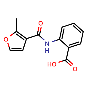 Chemical structure of 2-(2-Methylfuran-3-carboxamido)benzoic acid , CAS 29550-94-5, AChemBlock AD250862