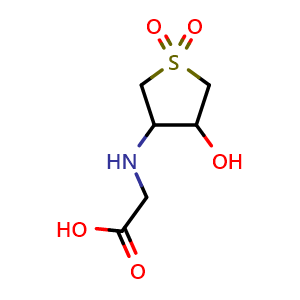 Chemical structure of N-(Tetrahydro-4-hydroxy-1,1-dioxido-3-thienyl)glycine , CAS 294669-00-4, AChemBlock AD250886