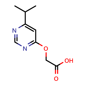 Chemical structure of 2-((6-Isopropylpyrimidin-4-yl)oxy)acetic acid , CAS 1239844-36-0, AChemBlock AD250892