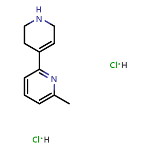 Chemical structure of 6-methyl-1',2',3',6'-tetrahydro-2,4'-bipyridine dihydrochloride , CAS 1638968-12-3, AChemBlock AD250894