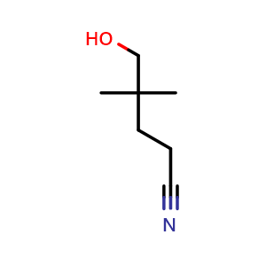 Chemical structure of 5-hydroxy-4,4-dimethylpentanenitrile , CAS 25252-68-0, AChemBlock AD250898