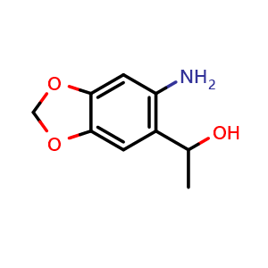 Chemical structure of 1-(6-amino-2H-1,3-benzodioxol-5-yl)ethan-1-ol , CAS 927833-63-4, AChemBlock AD250900