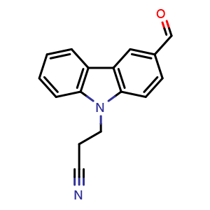 Chemical structure of 3-(3-formyl-9H-carbazol-9-yl)propanenitrile , CAS 92867-93-1, AChemBlock AD250906