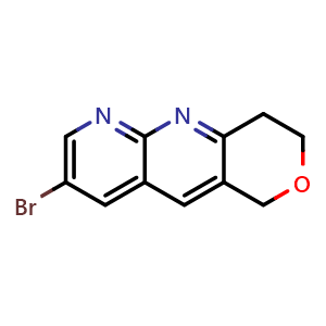Chemical structure of 3-bromo-6H,8H,9H-pyrano[4,3-b]1,8-naphthyridine , CAS 2740660-66-4, AChemBlock AD250921