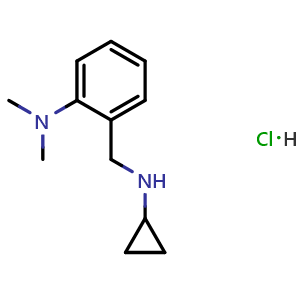 Chemical structure of 2-[(cyclopropylamino)methyl]-N,N-dimethylaniline hydrochloride , CAS 2602564-67-8, AChemBlock AD250924
