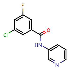 Chemical structure of 3-chloro-5-fluoro-N-(pyridin-3-yl)benzamide , CAS 2327317-23-5, AChemBlock AD250936