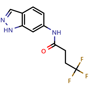 Chemical structure of 4,4,4-trifluoro-N-(1H-indazol-6-yl)butanamide , CAS 2329311-63-7, AChemBlock AD250939