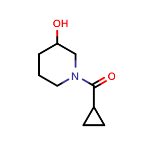 Chemical structure of 1-cyclopropanecarbonylpiperidin-3-ol , CAS 1154910-03-8, AChemBlock AD250940