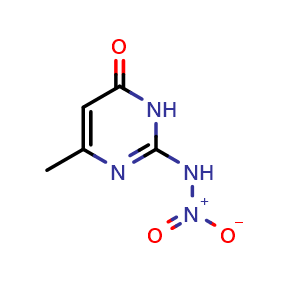 Chemical structure of 6-methyl-2-(nitroamino)-3,4-dihydropyrimidin-4-one , CAS 53736-37-1, AChemBlock AD250949