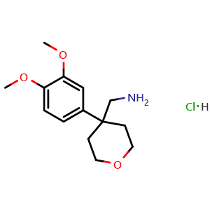 Chemical structure of {[4-(3,4-Dimethoxyphenyl)tetrahydro-2H-pyran-4-yl]methyl}amine hydrochloride , CAS 61861-92-5, AChemBlock AD250950