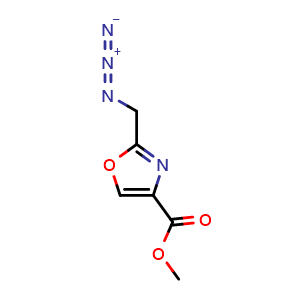 Chemical structure of methyl 2-(azidomethyl)-1,3-oxazole-4-carboxylate , CAS 1646202-22-3, AChemBlock AD250953