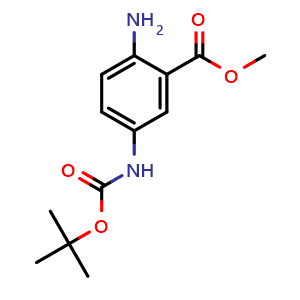 Chemical structure of methyl 2-amino-5-{[(tert-butoxy)carbonyl]amino}benzoate , CAS 2369666-35-1, AChemBlock AD250954