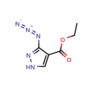 Chemical structure of ethyl 3-azido-1H-pyrazole-4-carboxylate , CAS 53411-88-4, AChemBlock AD250958