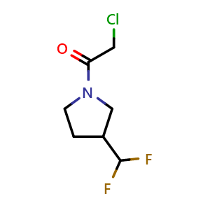 Chemical structure of 2-chloro-1-(3-(difluoromethyl)pyrrolidin-1-yl)ethan-1-one , CAS 2098116-67-5, AChemBlock AD250959