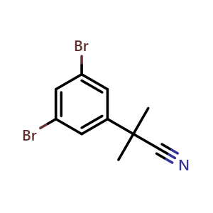 Chemical structure of 2-(3,5-dibromophenyl)-2-methylpropanenitrile , CAS 1096698-34-8, AChemBlock AD250967