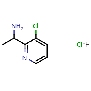 Chemical structure of 1-(3-Chloropyridin-2-yl)ethan-1-amine hydrochloride , CAS 2702710-97-0, AChemBlock AD250970