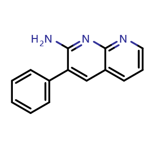Chemical structure of 3-phenyl-1,8-naphthyridin-2-amine , CAS 5174-94-7, AChemBlock AD250977