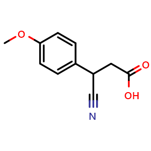 Chemical structure of 3-Cyano-3-(4-methoxyphenyl)propanoic acid , CAS 32856-74-9, AChemBlock AD250980