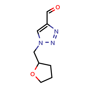 Chemical structure of 1-[(oxolan-2-yl)methyl]-1H-1,2,3-triazole-4-carbaldehyde , CAS 1487350-26-4, AChemBlock AD250985