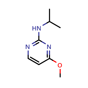 Chemical structure of 4-methoxy-N-(propan-2-yl)pyrimidin-2-amine , CAS 1566731-63-2, AChemBlock AD251001
